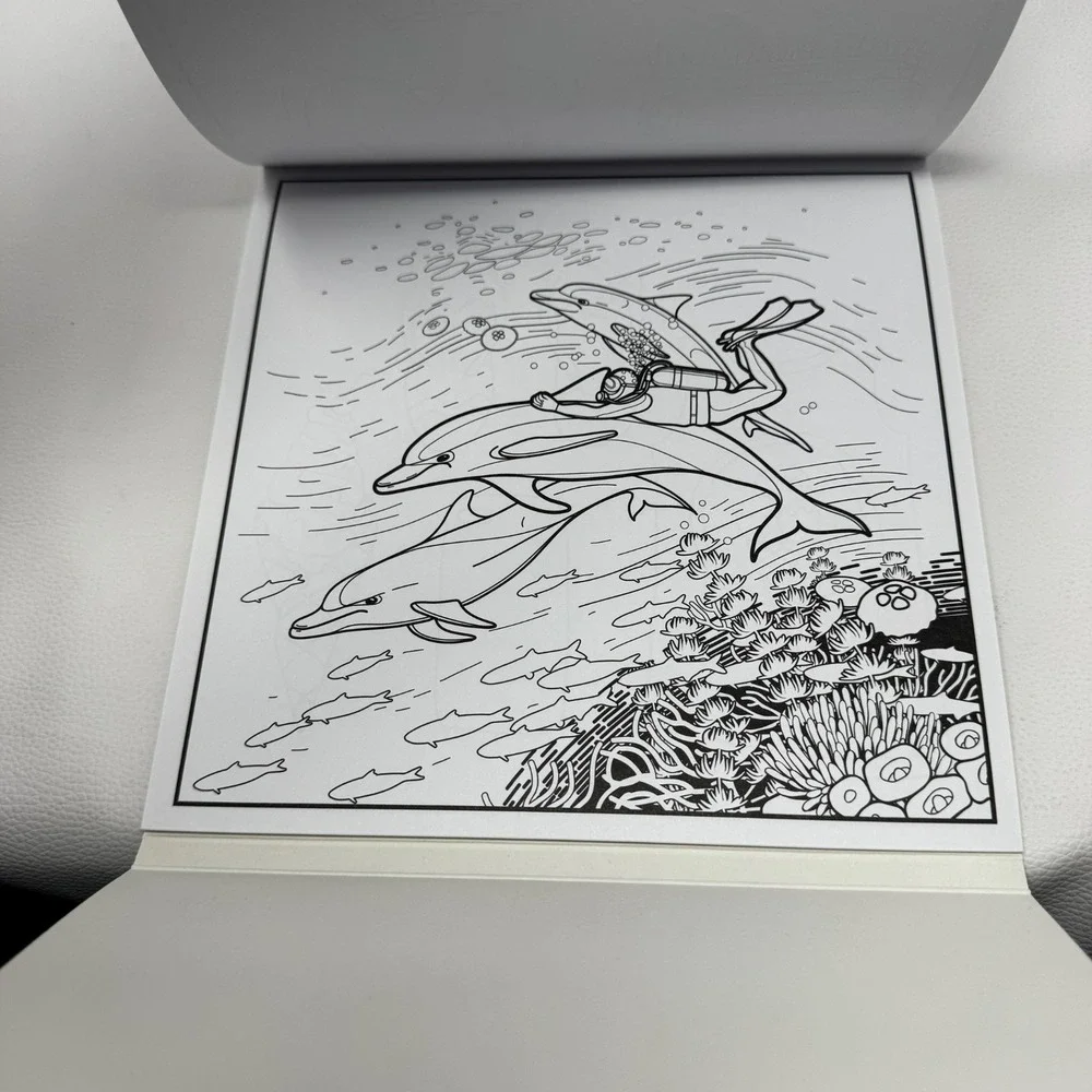 Island Breeze Adult Coloring Book w/24 Color Pencils Sharpener Detachable Sheets
